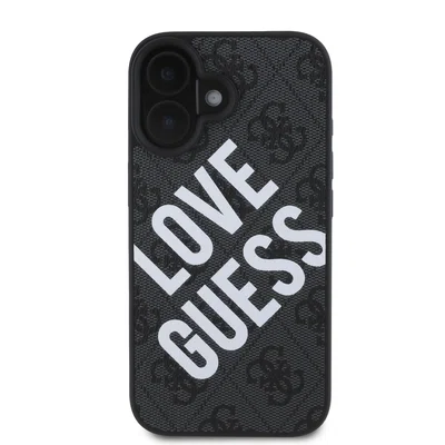 Zadní kryt Guess PU Leather 4G Big Love Logo MagSafe pro Apple iPhone 16, černá