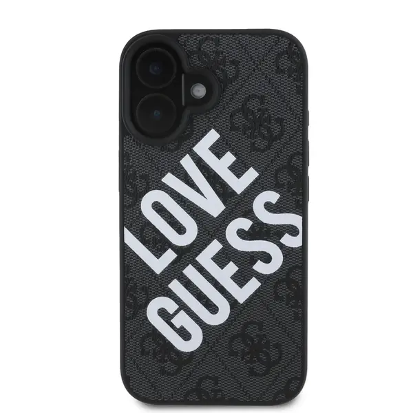 Zadní kryt Guess PU Leather 4G Big Love Logo MagSafe pro Apple iPhone 16, černá