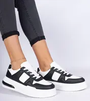 Gemre Black and white women's sneakers with thick sole Rossio