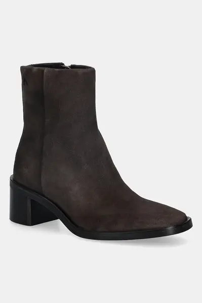 Semišové boty Calvin Klein BLOCK HEEL ZIP BOOT SUE