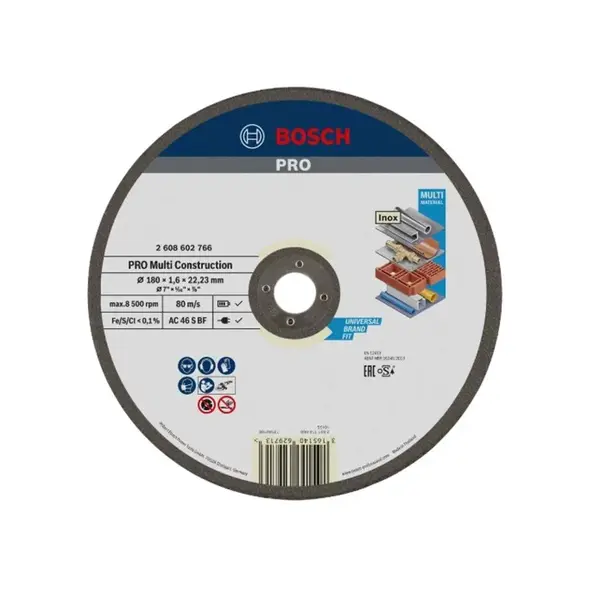 Bosch Príslušenstvo - Rezný kotúč na stavebné materiály 180x22,23 mm 2608602766