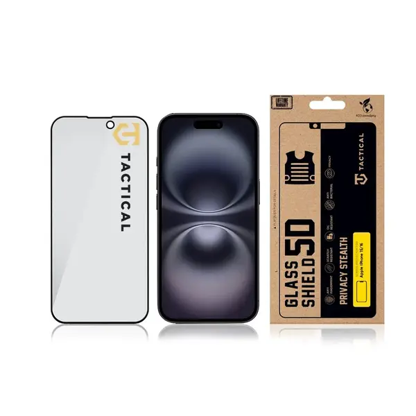 Ochranné sklo Tactical Glass Shield Privacy Stealth 5D pro Apple iPhone 15/16, černá