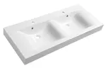 Sapho - Dvojumyvadlo 120x50 cm, se 2 přepady, s otvory pro baterie, bílá 68121
