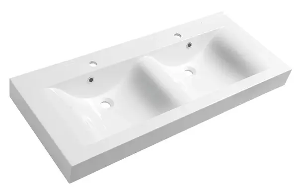 Sapho - Dvojumyvadlo 120x50 cm, se 2 přepady, s otvory pro baterie, bílá 68121