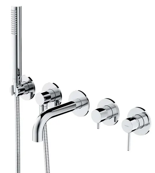 OMNIRES Y - Vaňová batéria pod omietku, 5-otvorová inštalácia, s telesom, s príslušenstvom, chróm Y1237-1SCR