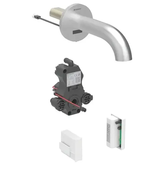 Geberit Piave - Elektronický umyvadlový ventil pod omítku, napájení z generátoru, easy to clean, kartáčovaná nerez 116.285.SN.1