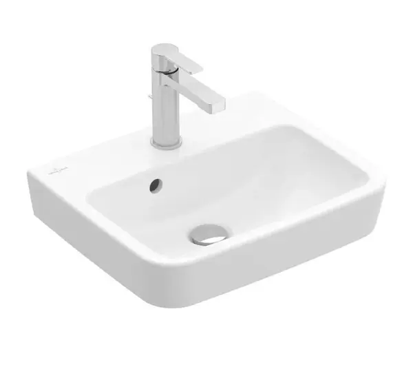 Villeroy & Boch O.novo - Umývátko 45x37 cm, s přepadem, otvor pro baterii, AntiBac, CeramicPlus, alpská bílá 434445T2