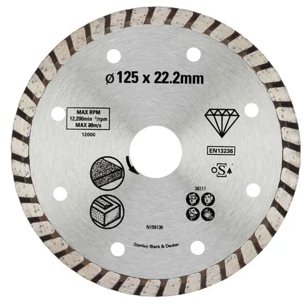 Stanley Príslušenstvo - Diamantový rezný kotúč na žulu a tehly, 125x22,2 mm STA38217-XJ