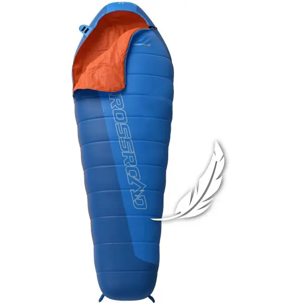 Crossroad MIRAGE 210 Péřový spací pytel, modrá, velikost 210 cm - levý zip