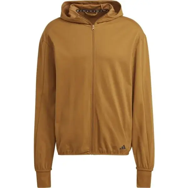 adidas YOGA FULL-ZIP HOODIE Pánská mikina, hnědá, velikost XXL