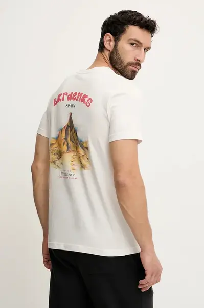 Bavlněné tričko Picture D&S Bardenas béžová barva, s potiskem, MTS1242