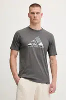 Bavlněné tričko adidas Camo Logo pánské, šedá barva, s potiskem, KA7130