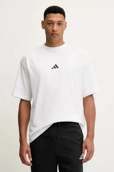 Bavlněné tričko adidas Future Icons pánské, bílá barva, s potiskem, JC5339