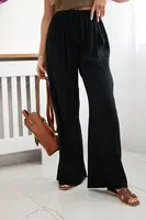 Kesi Włoski Mušelínové kalhoty se širokou nohavicí černý