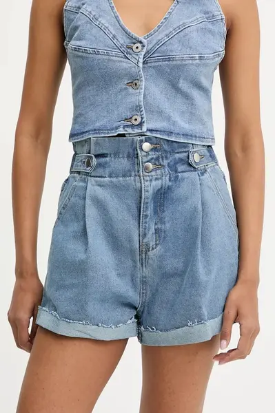 Džínové šortky Answear.LAB dámské, modrá barva, high waist