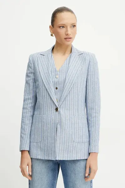 Sako s příměsí lnu Fracomina modrá barva, FS25SJ3007W402Q6