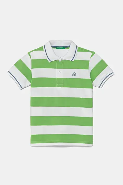 Dětská bavlněná polokošile United Colors of Benetton zelená barva, 39QAG300V