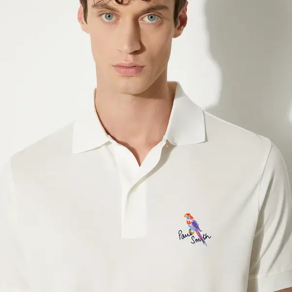 Bavlněné polo tričko Paul Smith béžová barva, s aplikací, M1R-698P-NP4722