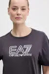 Bavlněné tričko EA7 Emporio Armani hnědá barva, AF12503.7W000098