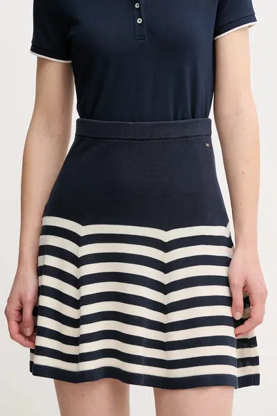 Hedvábná sukně Tommy Hilfiger tmavomodrá barva, mini, áčková, WW0WW44475