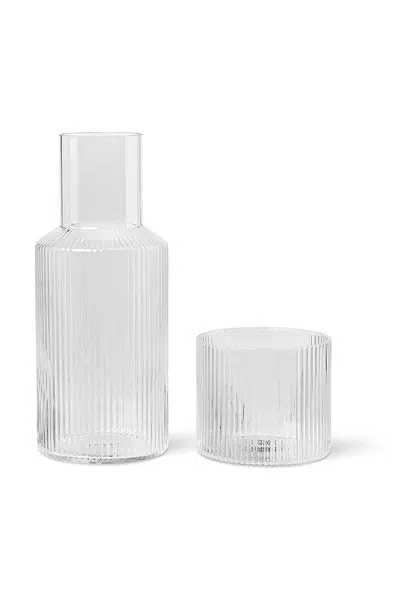 Karafa se sklenicí ferm LIVING Ripple Small Carafe Set 500/200 ml průhledná barva