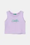 Dětský bavlněný top United Colors of Benetton fialová barva, 3I1XCH01Z