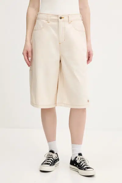 Bavlněné šortky Dickies dámské, béžová barva, high waist, DK0A4Z85F901