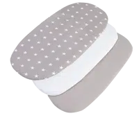 Medi Partners 3 – Pak – Fitted sheet for stroller – cotton – Stars – White – Gray