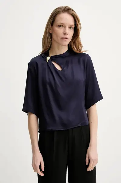 Halenka Sessun dámská, tmavomodrá barva, hladká, 25210039