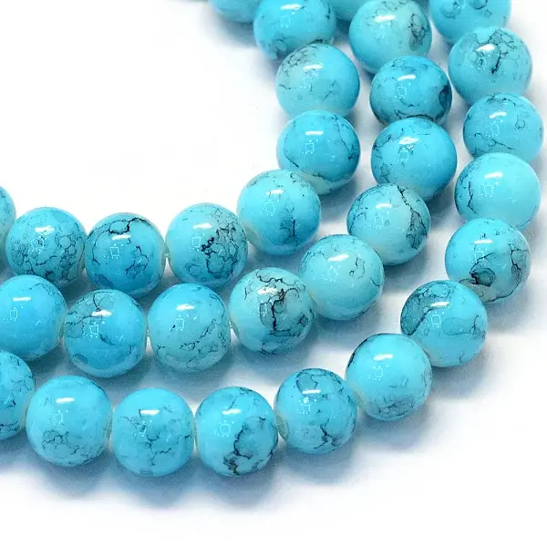 Baking Paint Glass Round Bead Strands