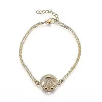 Brass Micro Pave Clear Cubic Zirconia Link Bracelets