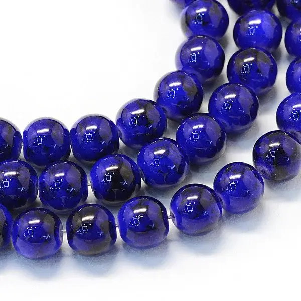 Baking Paint Glass Round Bead Strands