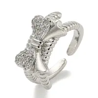 Brass Micro Pave Cubic Zirconia Cuff Ring