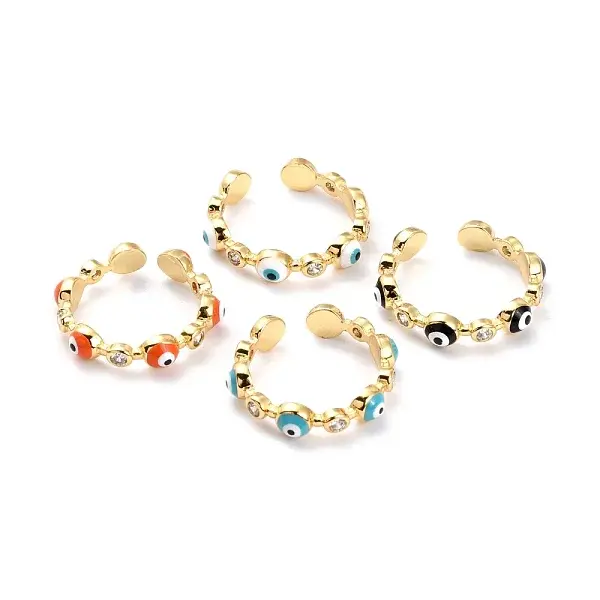 Brass Micro Pave Clear Cubic Zirconia Cuff Rings