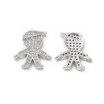 Brass Micro Pave Clear Cubic Zirconia Connector Charms