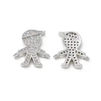 Brass Micro Pave Clear Cubic Zirconia Connector Charms