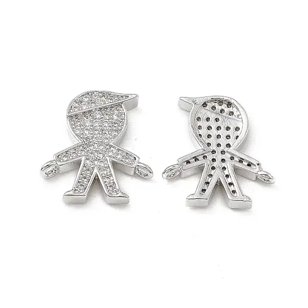 Brass Micro Pave Clear Cubic Zirconia Connector Charms