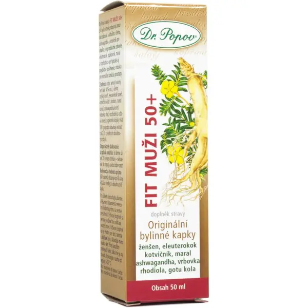 Dr. Popov Originální bylinné kapky Fit muži 50+ bylinná tinktura pro duševní a fyzickou rovnováhu 50 ml