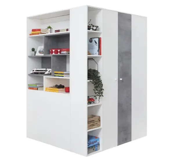 Velká šatní skříň omega - bílá/beton