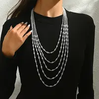 Bohemian Style Plastic Long Bicone Beads Multi Layered Necklaces for Women's Daily Parties
