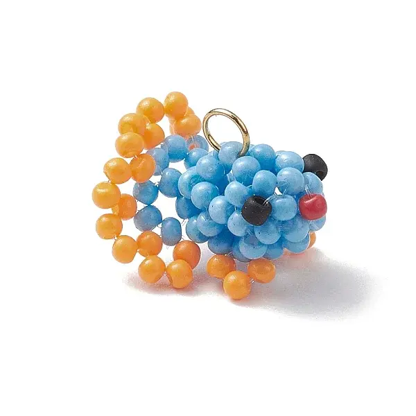 Glass Seed Beaded Gold Fish Pendants