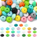 100Pcs 25 Styles Rondelle Food Grade Eco-Friendly Silicone Abacus Beads