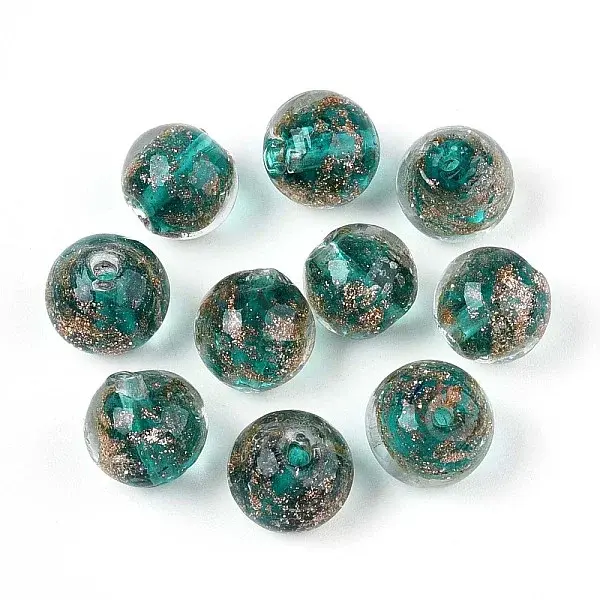 Handmade Gold Sand Lampwork Beads