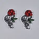 Skeleton Hand Holding Rose Appliques