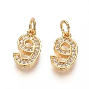 Brass Micro Pave Clear Cubic Zirconia Charms