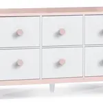 Komoda široká flamenco - růžová/bílá