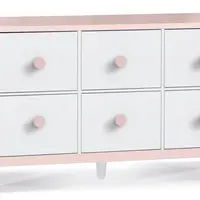 Komoda široká flamenco - růžová/bílá