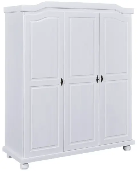 Třídveřová šatní skříň z masivu zorina - bílá