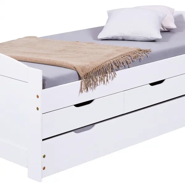 Postel z masivu 90x190cm s přistýlkou a úložným prostorem janett -