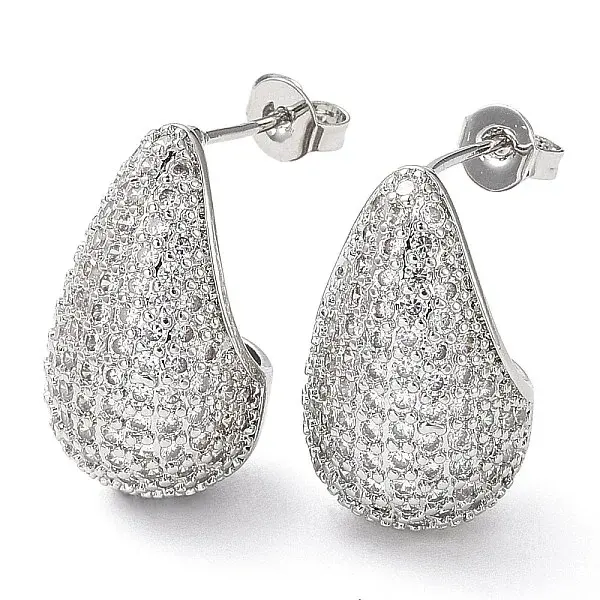 Cubic Zirconia Teardrop Stud Earrings